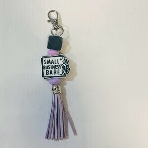 Purple Tassel Keychain with 'Small Business Babe' Charm